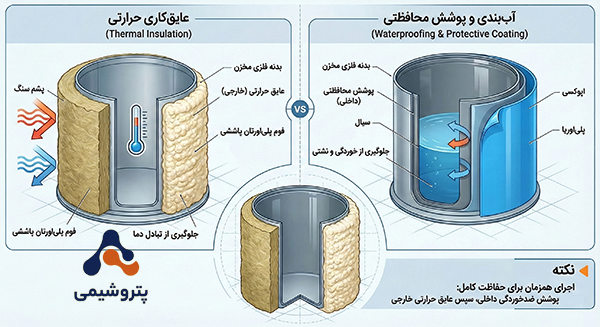 تفاوت عایق حرارتی یا پوشش محافظتی در مخازن فلزی